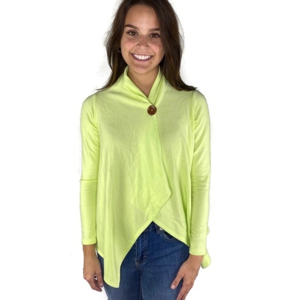 Bobeau Petite Sherbet Green Drape Cardigan XSmall
